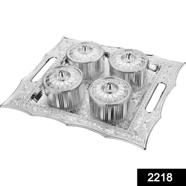 4-section airtight tray for dry fruits and snacks.